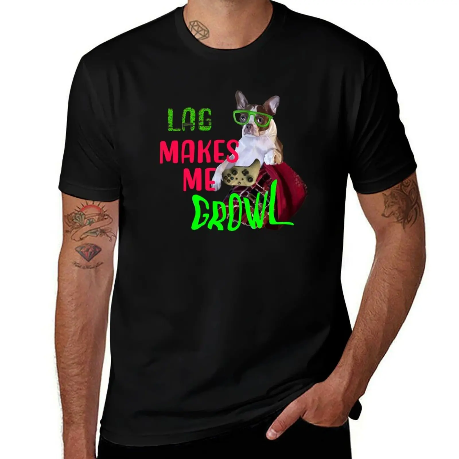 

Gaming dog! Lag makes me growl! T-Shirt anime t shirts graphic t shirt vintage gifts for boyfriend summer top mens tall t shirts