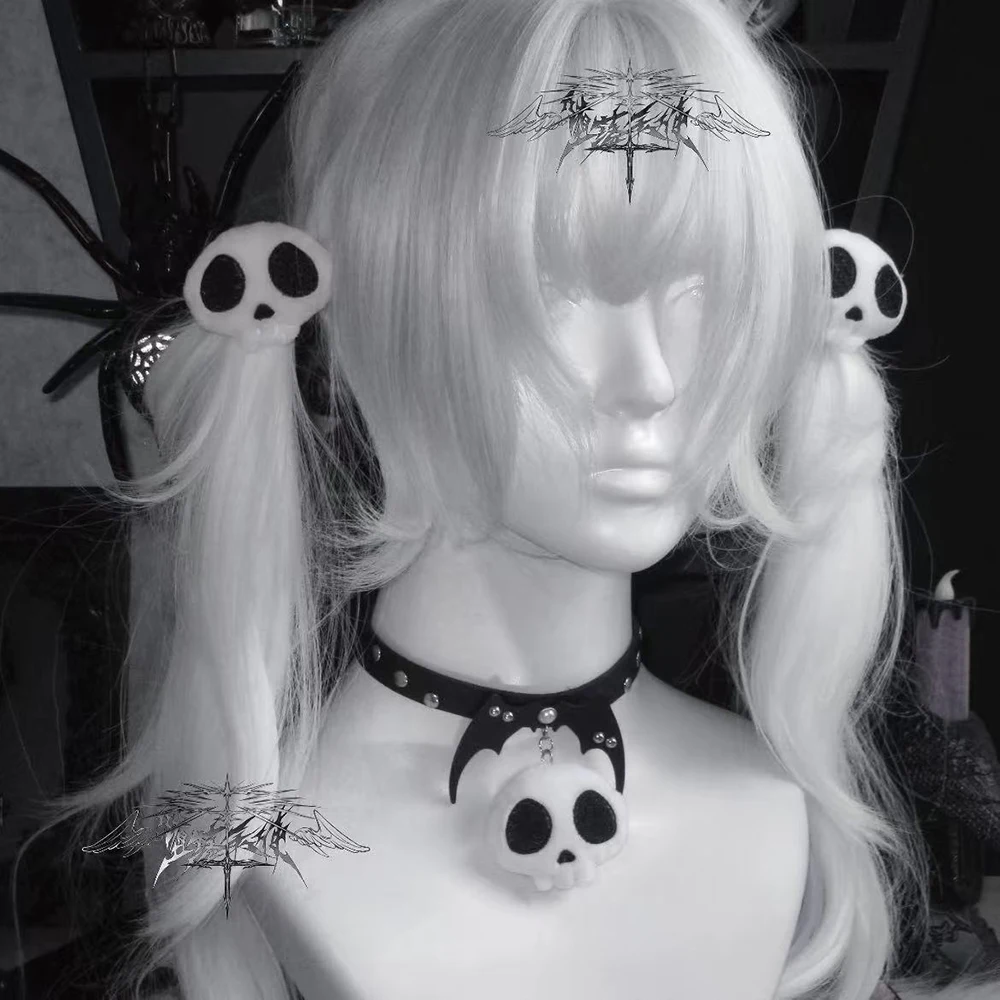 サブカルチャーゴシックロリータヘアピン原宿 Y2K ガールヘアクリップ頭飾りぬいぐるみスカル帽子ハロウィンヘアアクセサリー