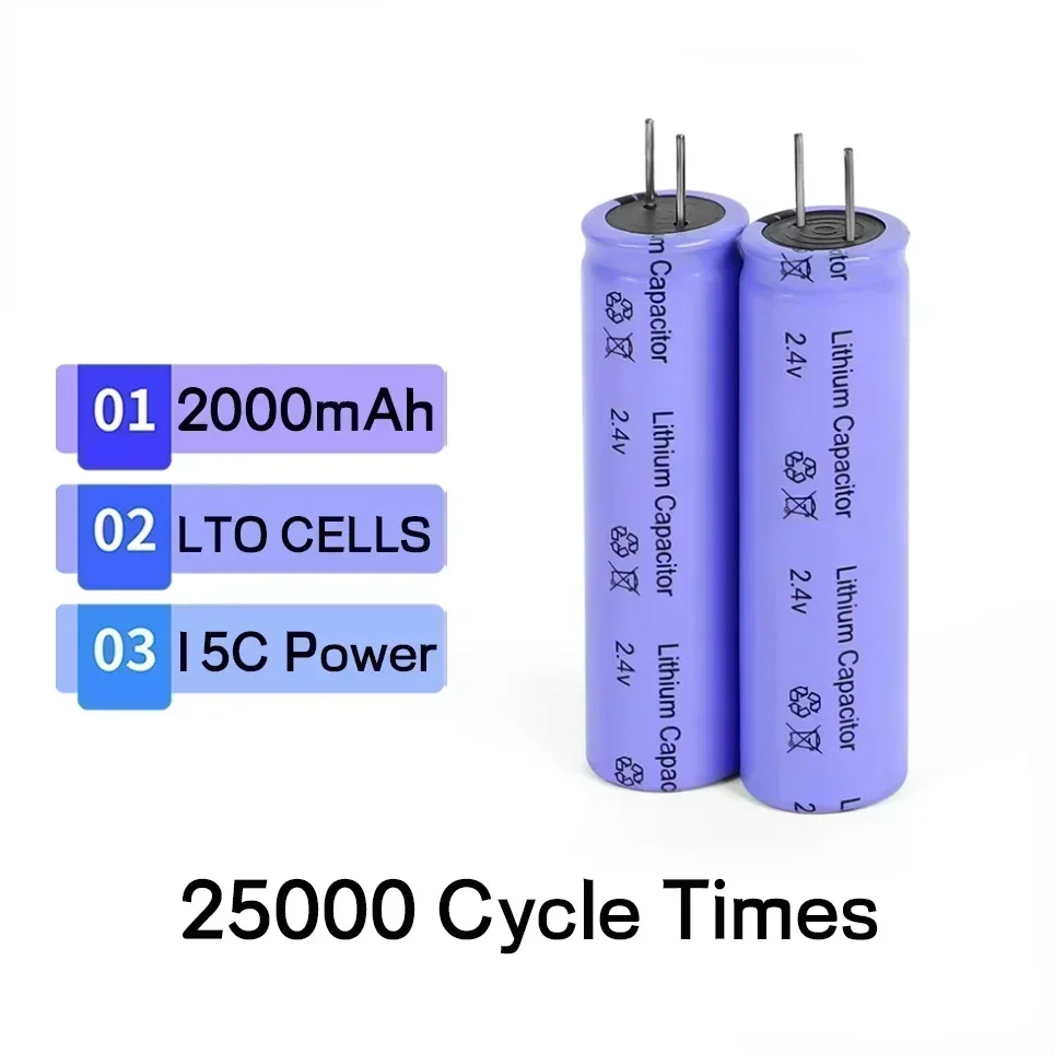 Novo est 2.4v 2000mah lto 18650 célula de bateria de titanato de lítio baixa temperatura ciclo longo para diy 12v bateria ferramenta elétrica