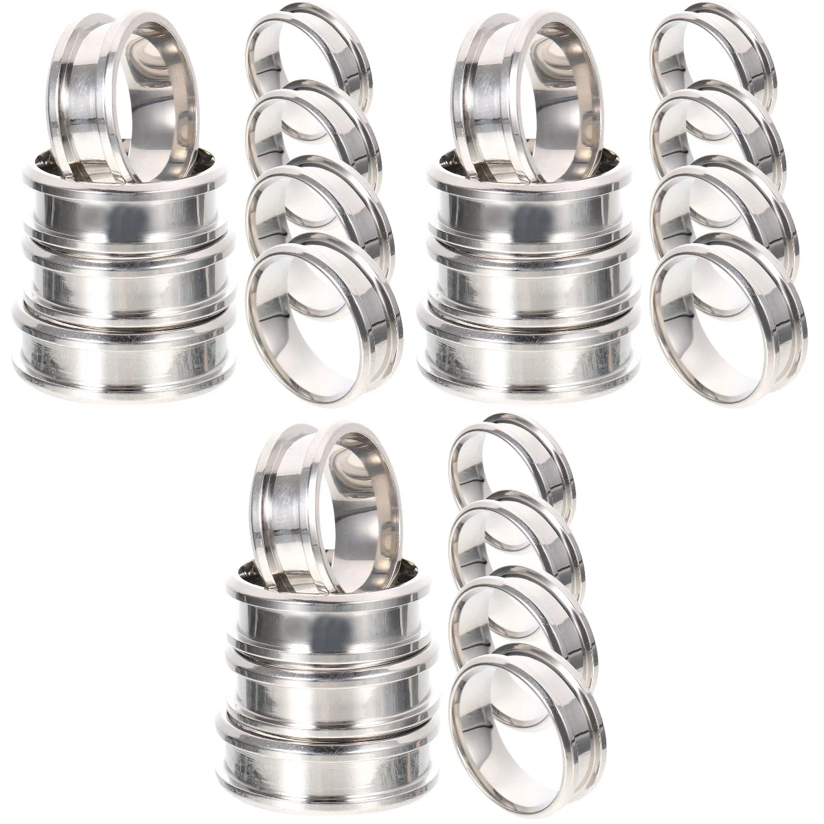 

3 Pack Cool Fluted Ring The Decorate Hand Jewelry 200X200X080CM Stainless Steel Grooved Core Blank