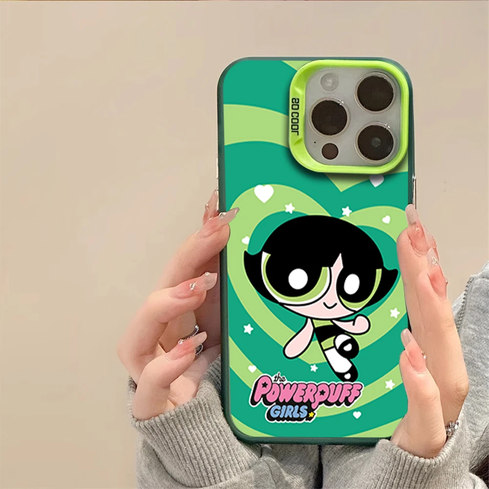 Lovely P-Powerpuff Girls New Luxury IMD Phone Anti-drop Cover Case For iPhone 11 12 13 14 Pro Max 15 16 Plus Plating Cover