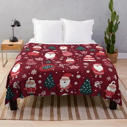 Santa's Jolly Christmas Pattern Throw Blanket Cute Blanket Plaid warm winter blanket Decorative Sofa Blankets