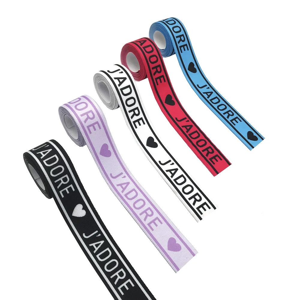 2/5/10 Meter/Lot 30MM Letters Print Elastic Strap Stripe DIY Garment Webbing Trouser Belt Sewing Accessories