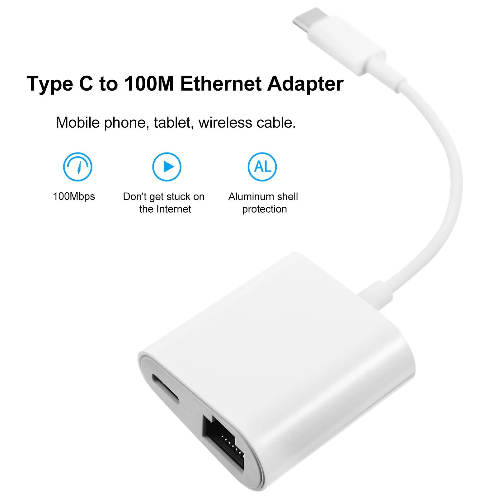 

Type C to Rj45 100M Ethernet Adapter Converter for USB C Devices No Driver Needed Stable Wired Network Connection Network