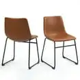 

Set Of 2 N Iron Frame Vintage Puccino Faux Leather Dining Chair