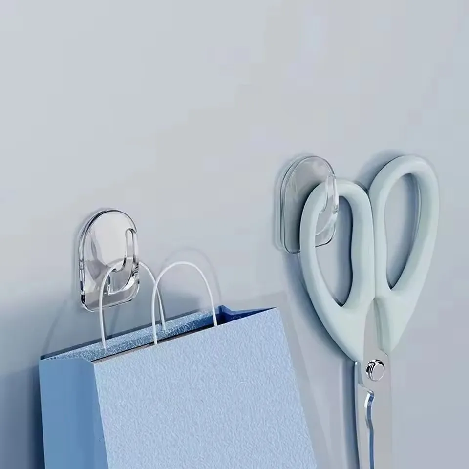 Transparent Strong Adhesive Mini Hook for Kitchen Door Bathroom Mirror Cabinet Jewelry Storage Non-Marking No Punching Required