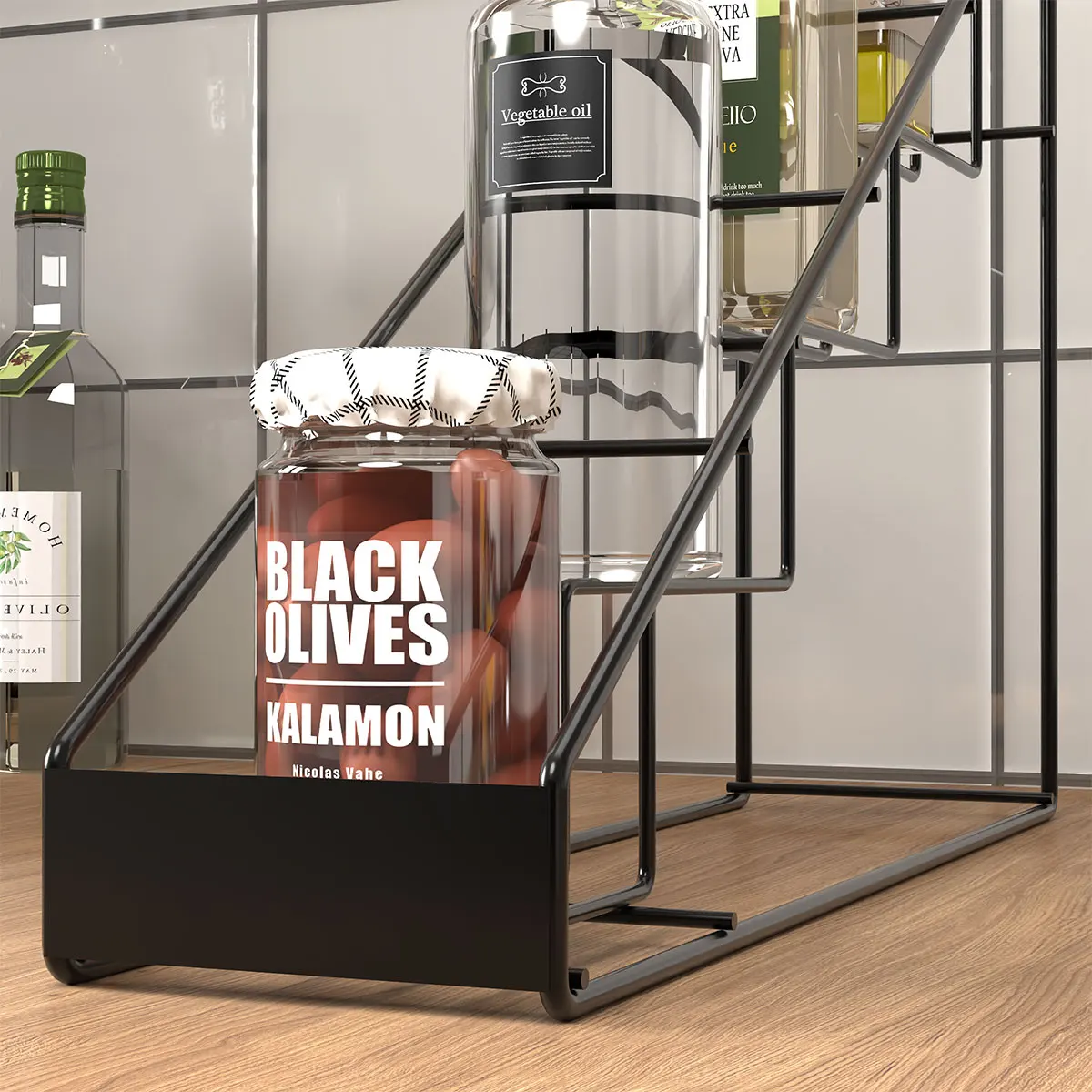 1 Piece of Stylish Metal Coffee Syrup Storage Rack - Can Accommodate 4 Bottles, Suitable for Kitchen and Restaurant Accessories