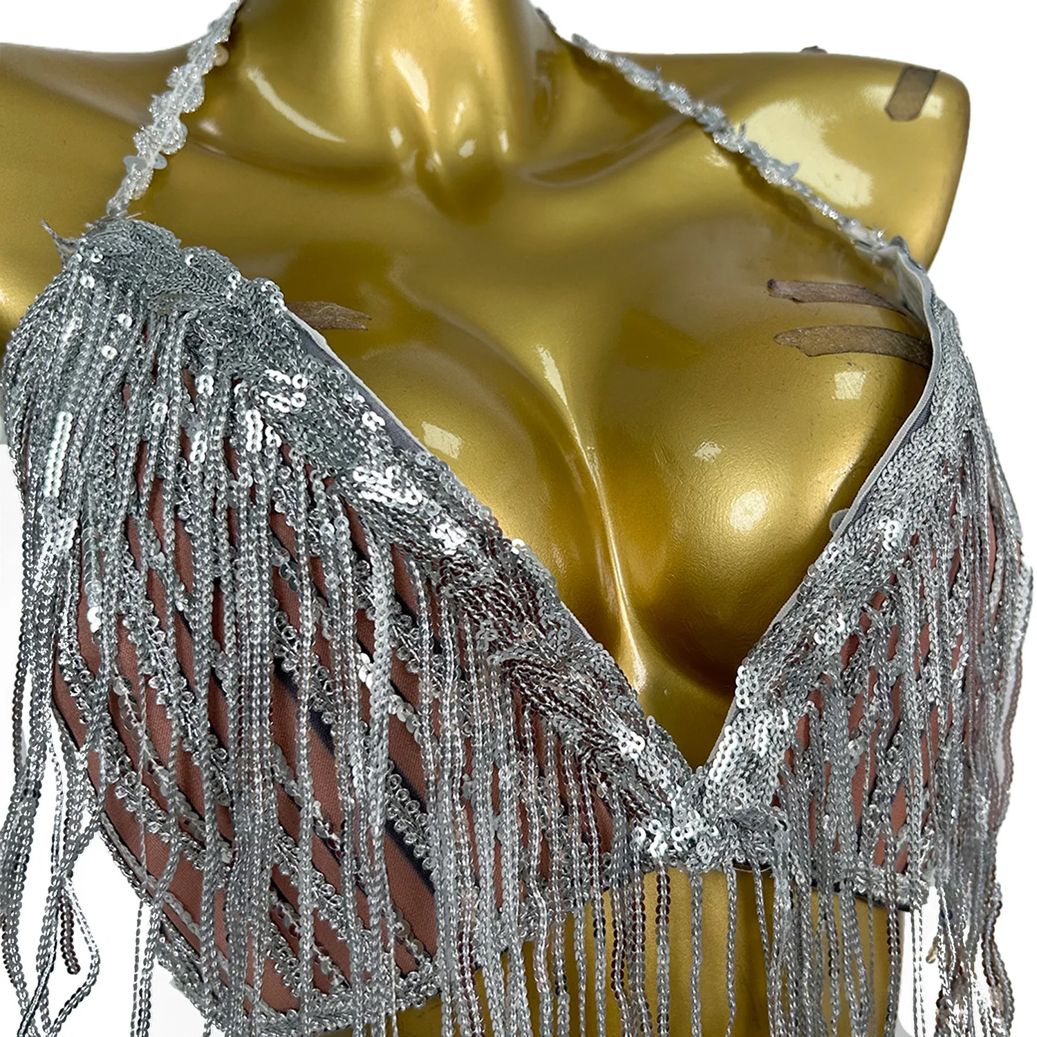 مثير الترتر شرابة بيكيني البرازيلي السراويل 2 قطعة مجموعات النساء نادي DJ عرض الموسيقى مهرجان متجرد وتتسابق أنابيب الصلب ملابس الرقص