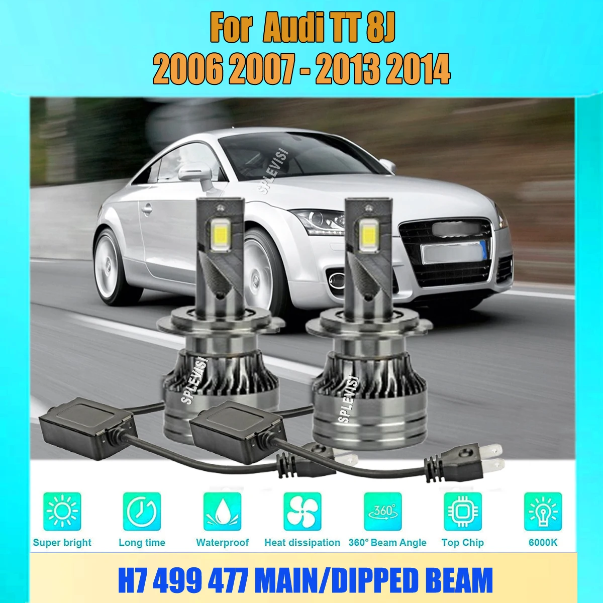 

12V 24vV Auto Replacement Lamps LED Bulbs Headlamp Set White For Audi TT 8J 2006 2007 2008 2009 2010 2011 2012 2013 2014