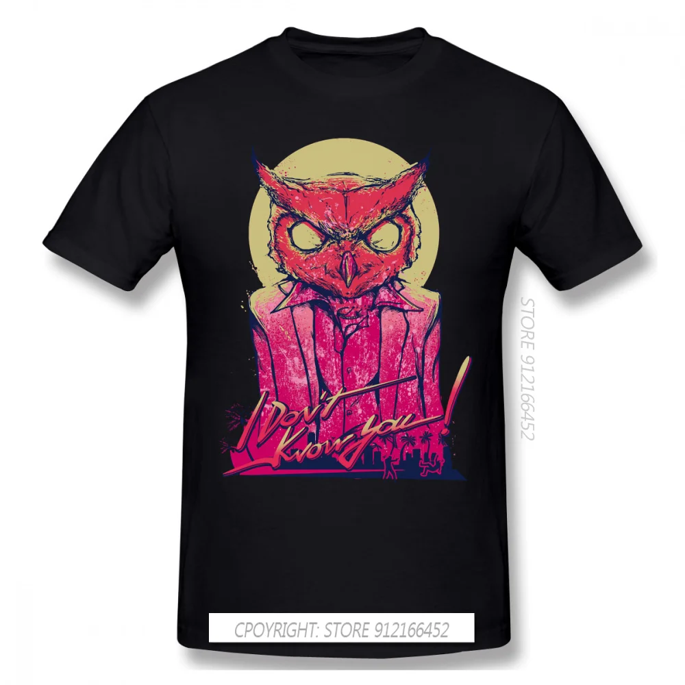 Hotline Miami - Rasmus Print Pure Cotton T-Shirt Owl Cat Animal For Men Fashion Streetwear