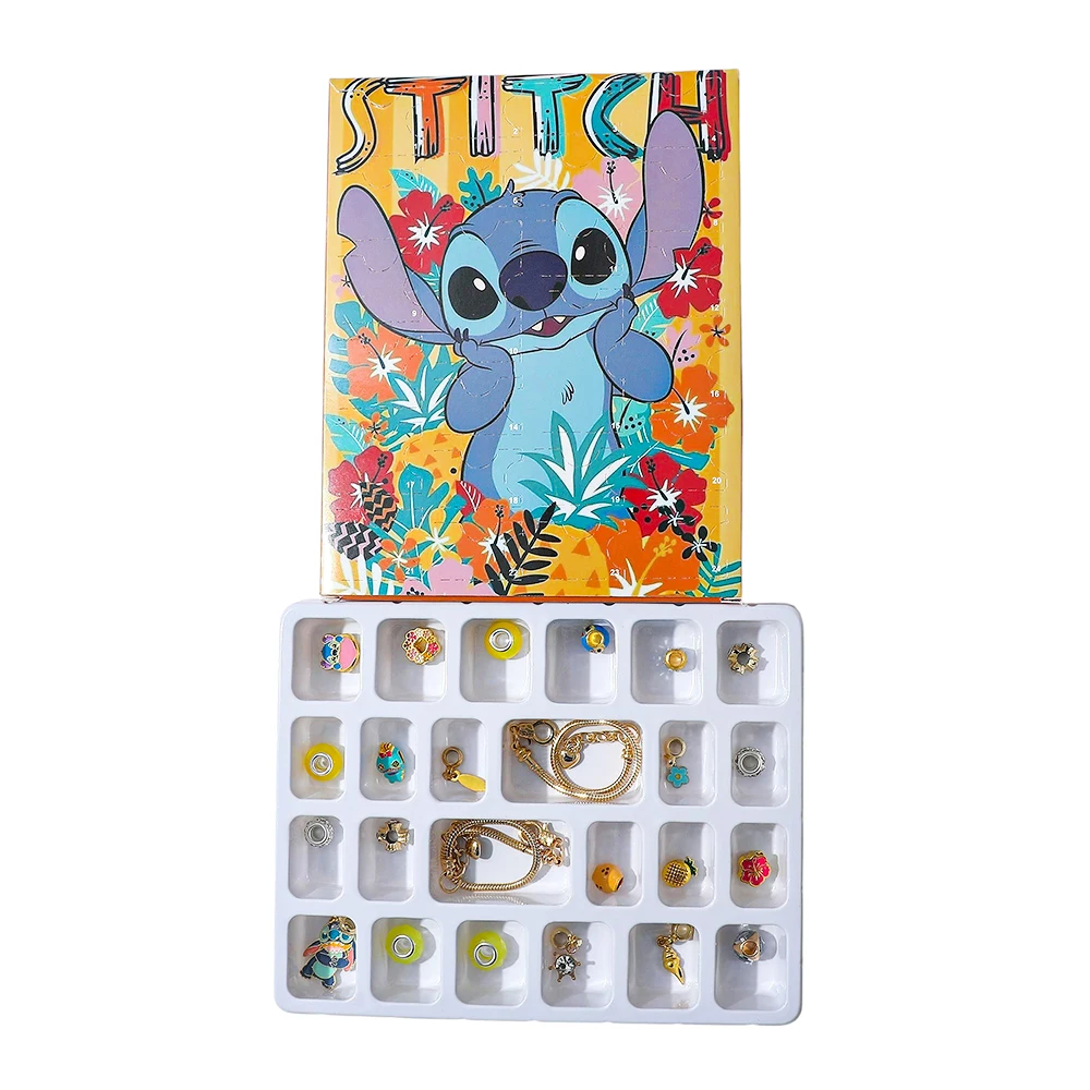 Disney figura dos desenhos animados ponto advento surpresa caixa cega diy encantos lilo & stitch kawaii acessório para amigo presentes de festa de aniversário