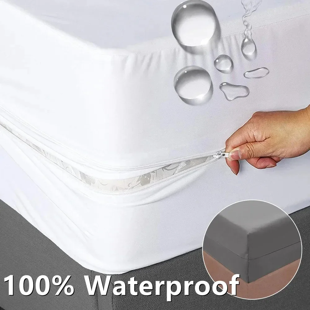 

Solid color Waterproof 100% Mattress cover Anti-slip fitted sheet for Single Double King Queen Bed1.5m 1.8m 2.0m 메트리스 라텍스