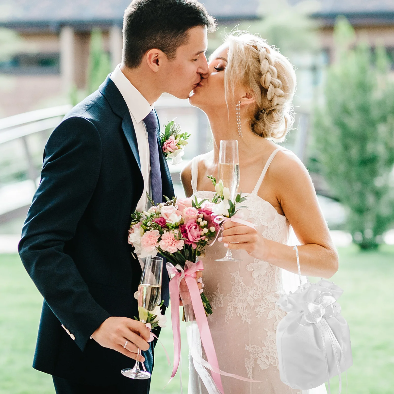 

Bridal Wedding Purse Bride Handbag Exquisite Lightweight Evening Bag Small Dress Purse for Wedding Money Bag Decor