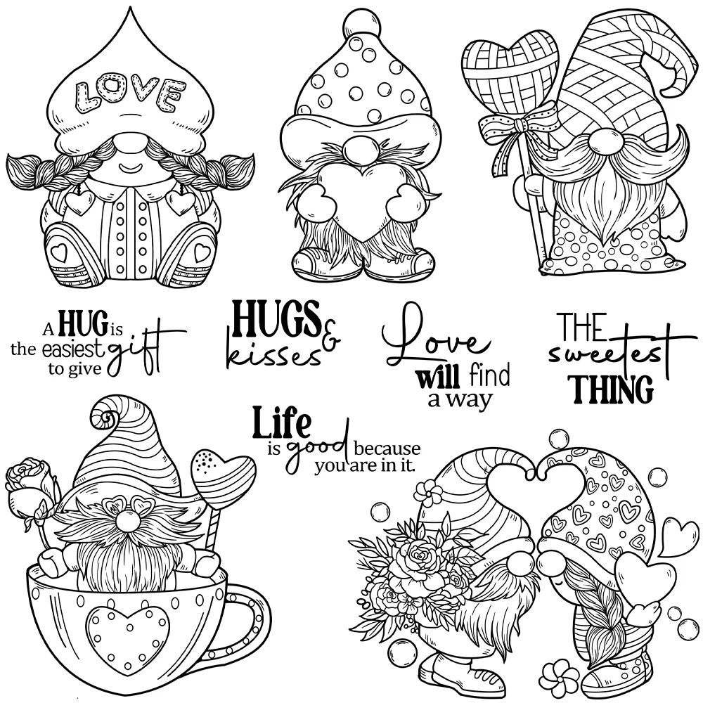 Mangocraft Love Heart Gnome In Cup Clear Stamps Valentine\'s Day Gifts DIY Scrapbooking Supplies Silicone Stamp For Cards Albums