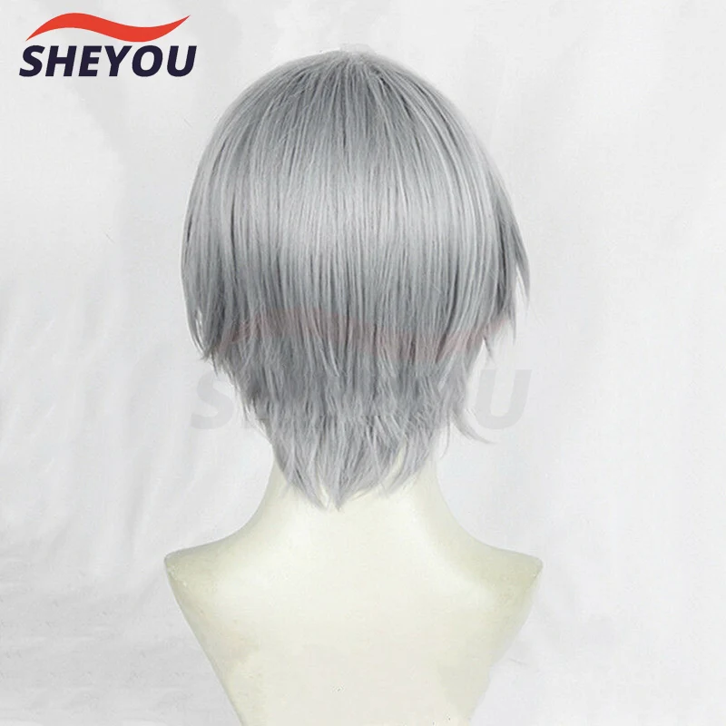 New Game Dante Cosplay Wig Short Silver Hair Heat Resistant Cosplay Costumes Halloween Cos Hair Wigs + Wig Cap