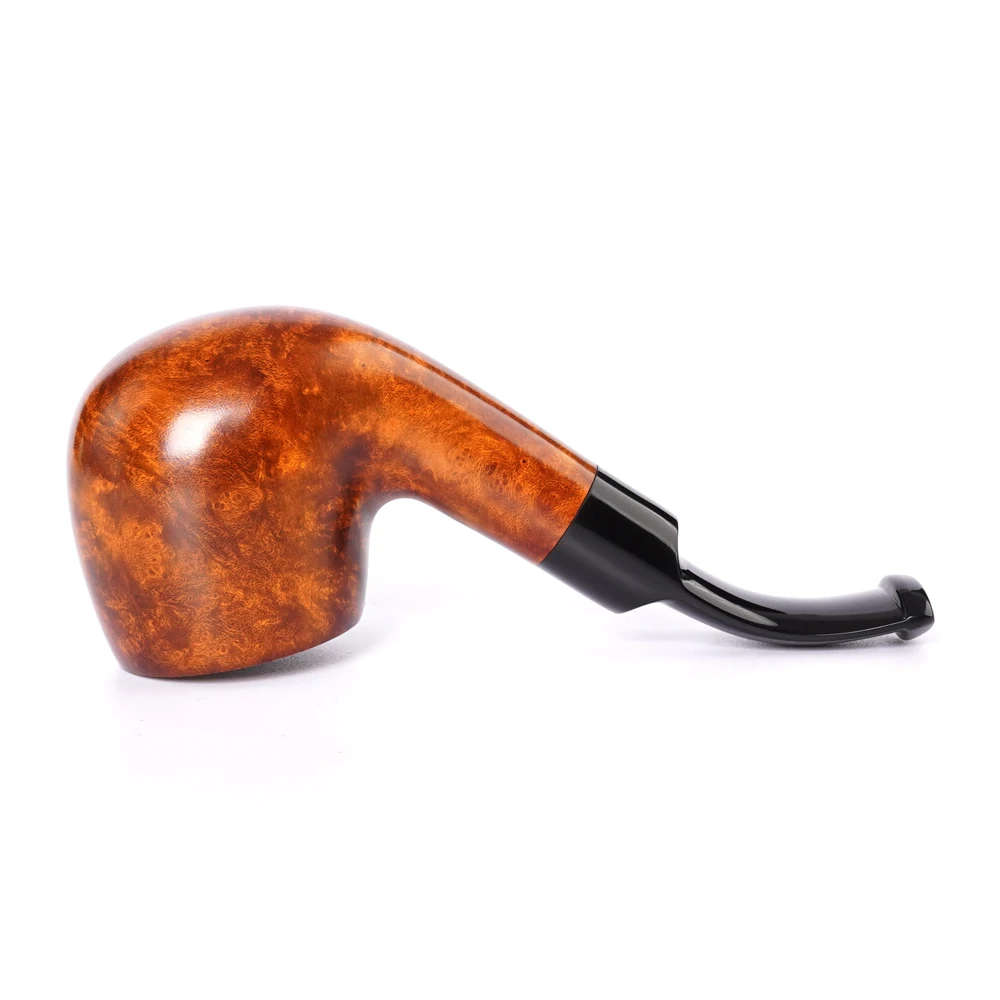 MUXIANG Handmade Bent Pot Briar Pipe Small Saddle Bent Stem Fit 3mm Filter Portable Gentleman Tobacco Gift