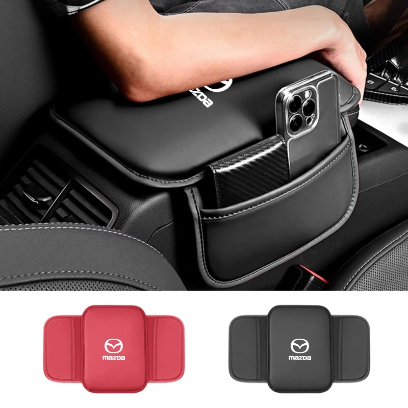 Almohadilla para reposabrazos de coche, funda de cojín de protección para reposabrazos de cuero para Mazda 2 3 6 5 Atenza CX3 CX5 MX5 CX7 Axela CX30