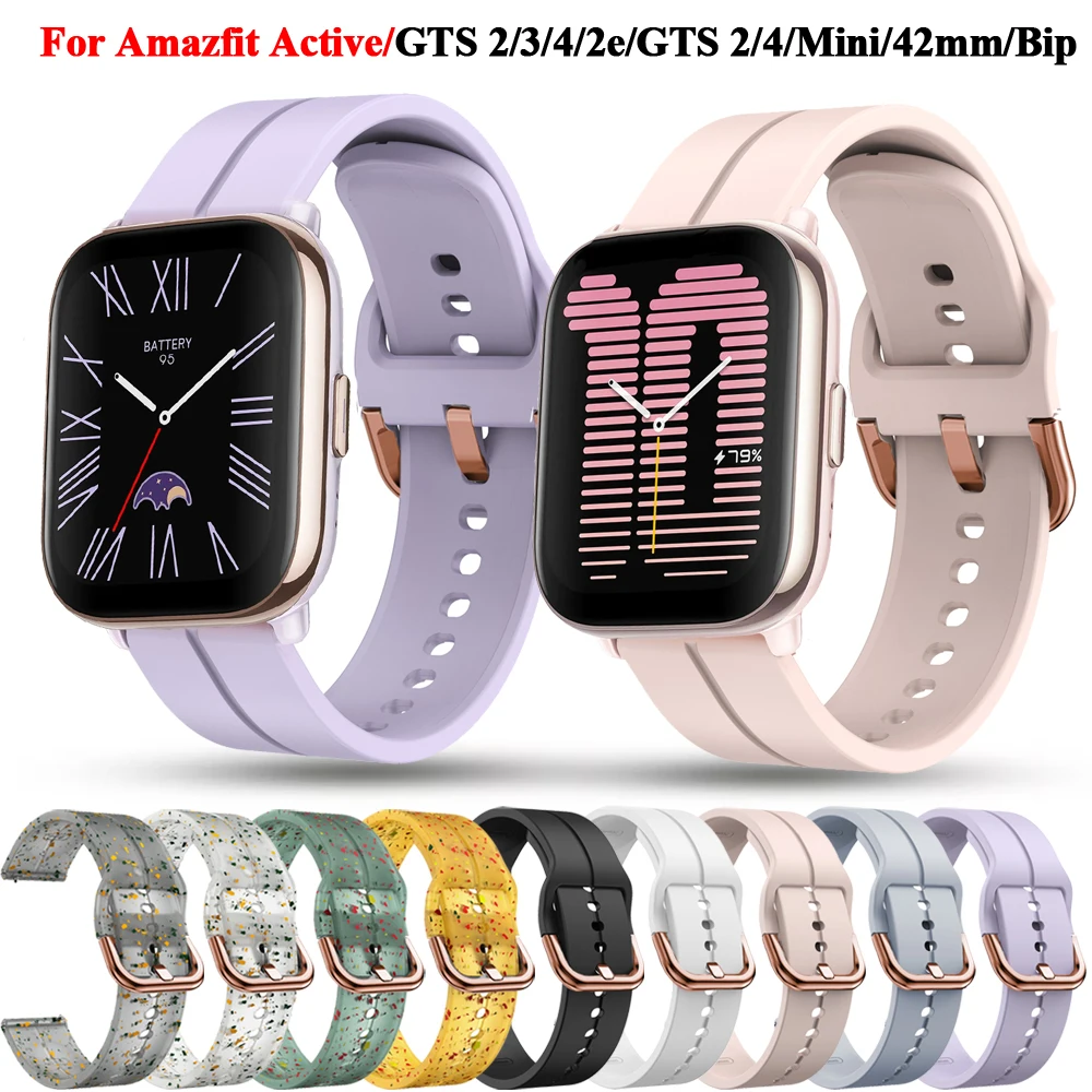 20mm Watchband Strap For Amazfit Active Silicone Wristband Bracelet For Amazfit GTS 2/3/4 Mini 2e Bip 3 Pro U S Band Accessories