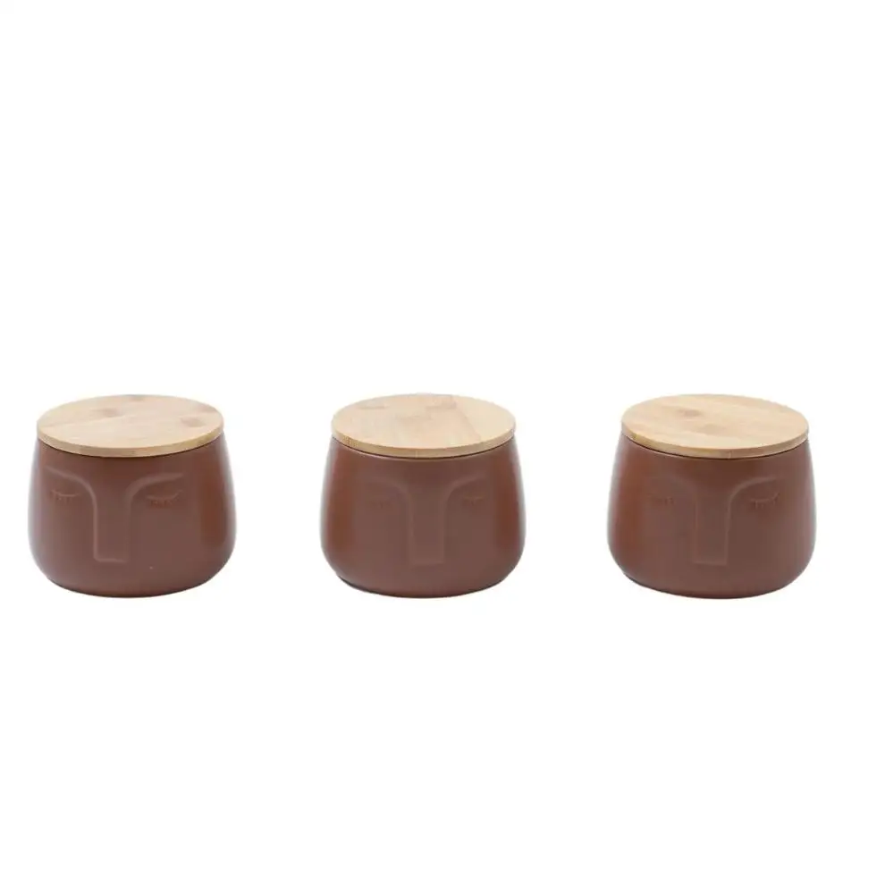 3 Pots Dolomite Kit with Bamboo Face Lid-Oikos