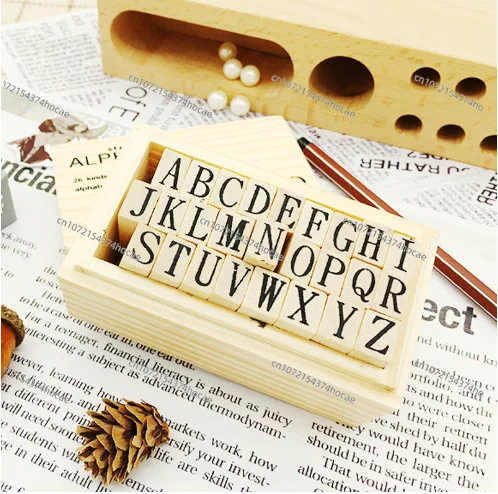 Basic handbook set, typewriter font seal, Ming Dynasty regular alphanumeric wooden seal 36 pieces