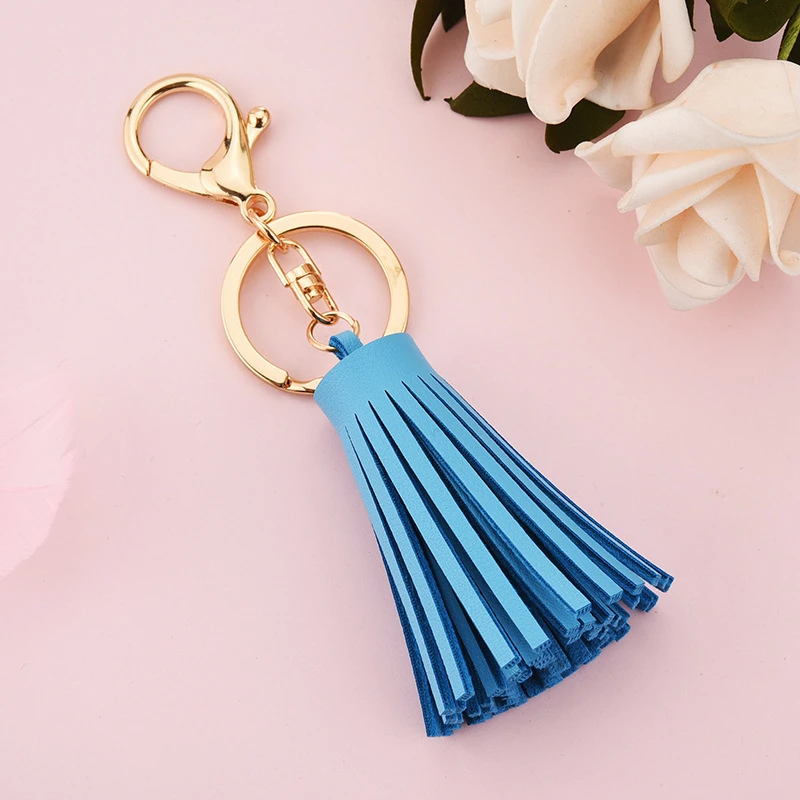 

New Short Leather Tassel Keychain PU Bag Phone Case Accessory Key Chain Holder for Friend Family Lover Keyring Car Pendant Gift