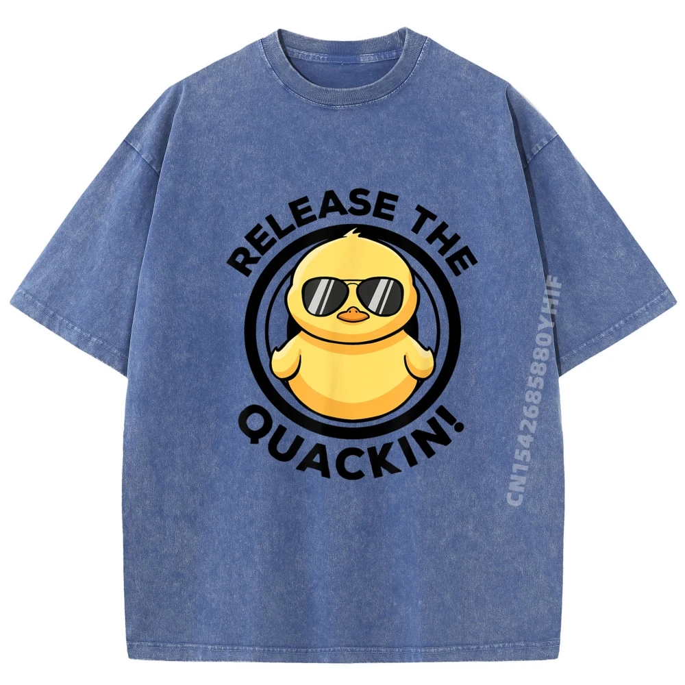 

Release The Quackin I Love Duck Lovers Забавная желтая утка больших размеров Мужская одежда Роскошная футболка с надписью