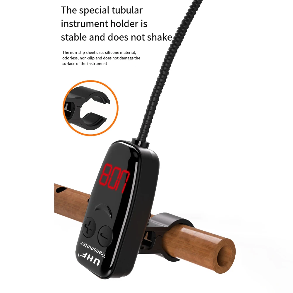 楽器マイク UHF ワイヤレスマイク 6.35mm アダプター 高精細 LED スクリーン 安定した楽器クランプ