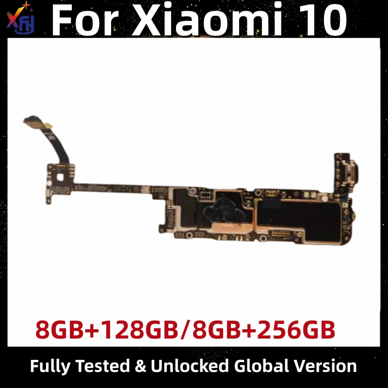 Motherboard for Xiaomi 10, Unlocked Mainboard, 128GB, 256GB, Global ROM, 5G Main Circuits Board with Full Chips