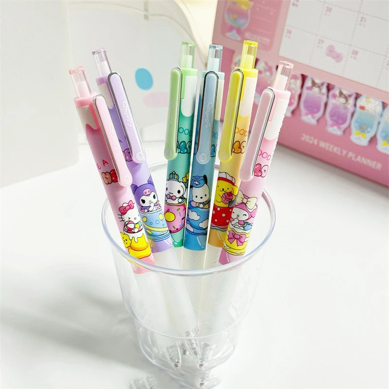 30pcs/lot Sanrio Kuromi Melody Pochacco Press Gel Pen Cute 0.5mm Black Ink Signature Pens Promotional Gift Office School Supply