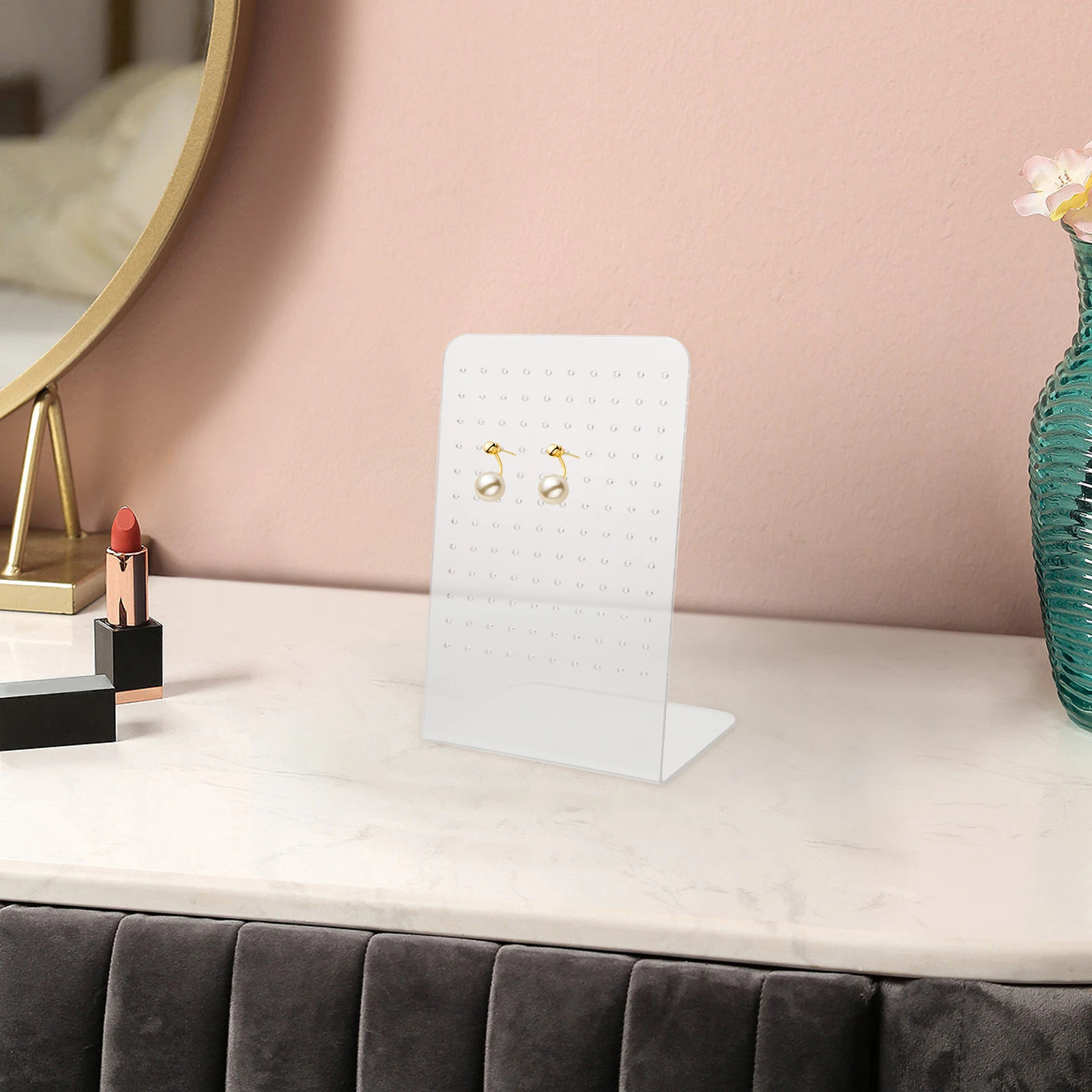

2 pcs 120 Holes Acrylic Earrings Display Rack Clear Jewelry Organizer Stand Stud Holder Showcase Pegboard Hanging Earring