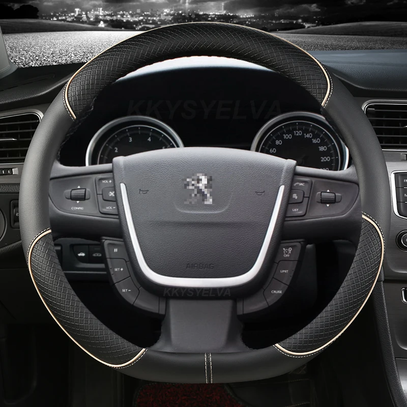 For Peugeot 508 2011 2012-2017 2018 508 SW 2011-2018 Car Steering Wheel Cover Microfiber Leather D Shape Auto Accessories
