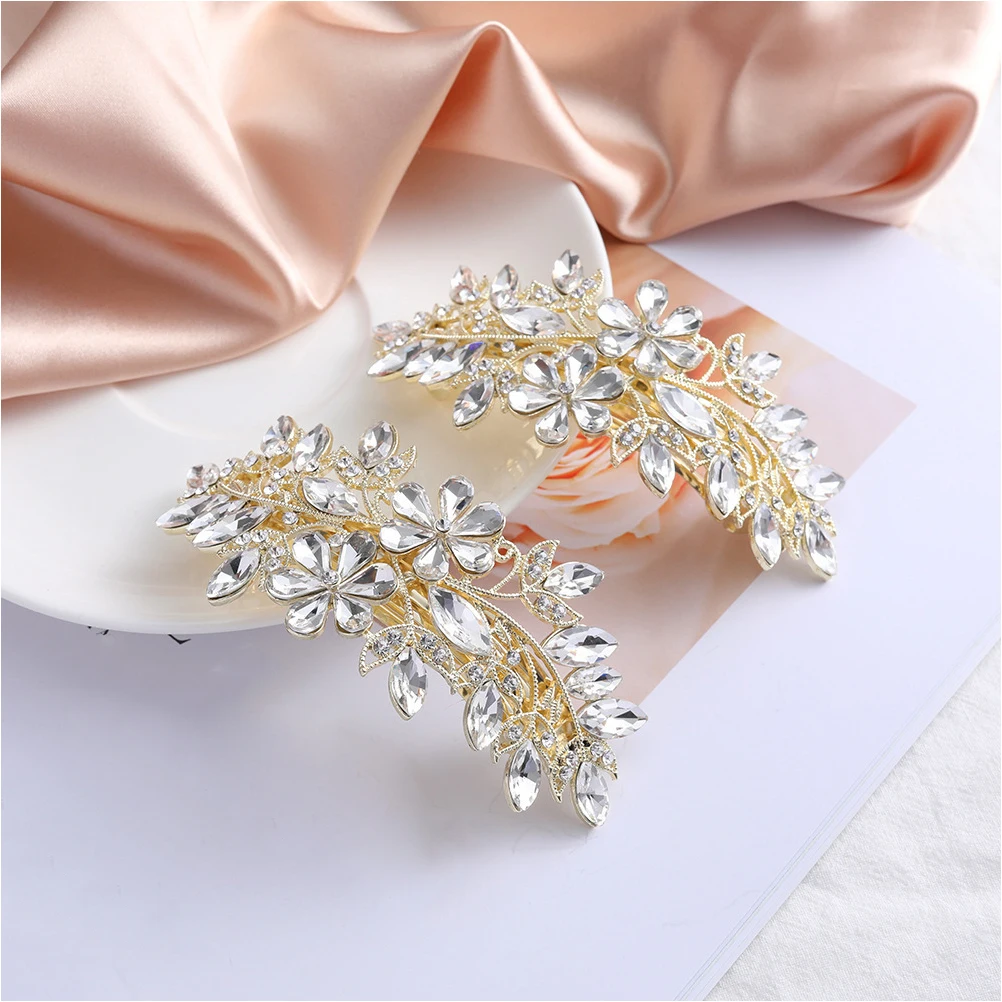 

Elegant Rhinestone Flower Hair Clips Crystal Hairpin Barrettes Women Spring Party Wedding Festival Hair Accessories Decor