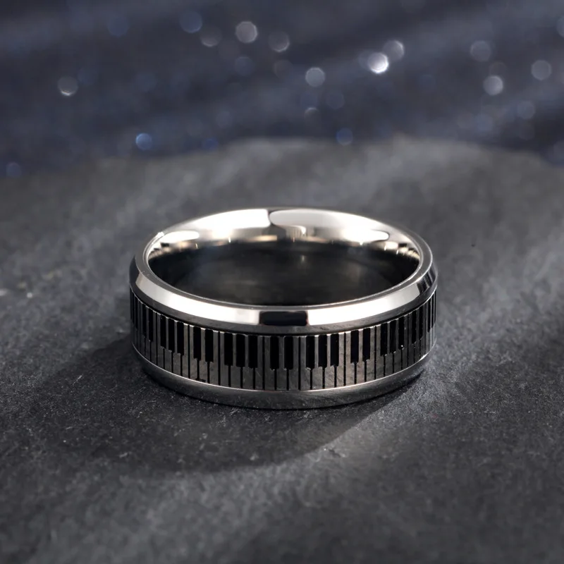 Stylish Men's Piano Player Band Ring Stainless Steel Music Keyboard Enthusiast Male Jewelry Accessories Gift For Women