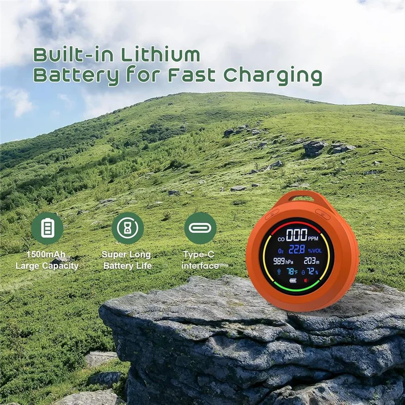 【NECESSITY】Temperature,Humidity Monitor, Air Quality Monitor With Barometer, Altimeter, 6 In 1 CO Detector, Carbon Monoxide Dete