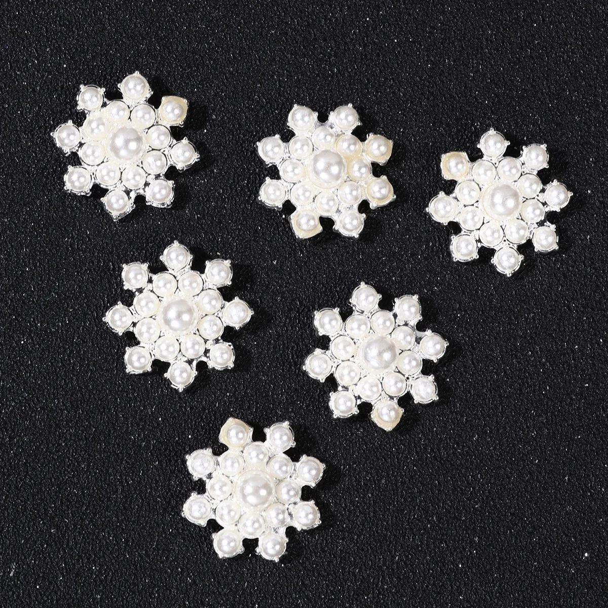 

10pcs Pearl Appliques Flower Shape Craft Supplies For Diy Wedding Decoration Handicraft Projects Silver Decorative Patches