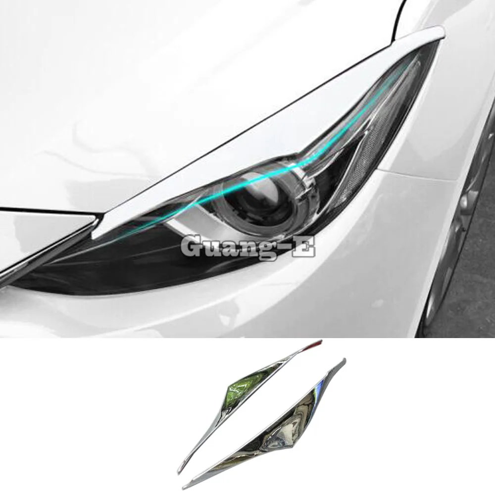 Car Body Head Front Eyebrow/Trim Light Lamp Frame Stick ABS Chrome Cover 2pcs For Mazda 3 Axela M3 2014 2015 2016
