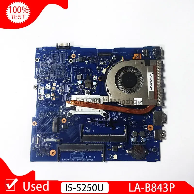 Used Laptop Motherboard For DELL Insprion 5558 Core SR26C I5-5250U Mainboard CN-0NCF24 0NCF24 AAL10 LA-B843P