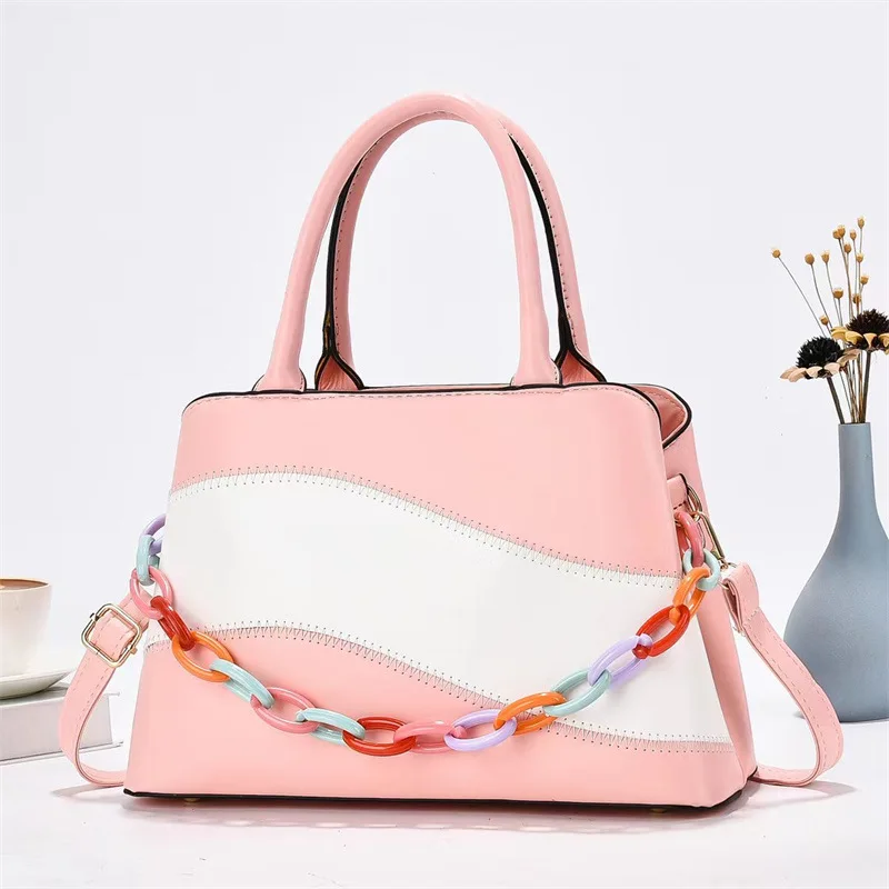 1 Piece of 2025 Spring New Bags, Women's Handbags, Fashionable Large-Capacity Splicing Small Square Bags, Daily Simple Shoulder Bags, Trendy Crossbody Bags