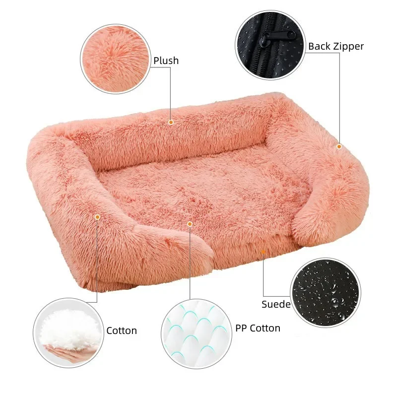 Large Dog Bed Plush Ring Cat Puppy Winter House Sleeping Mats On The Floor Sofa Cat Bed Dog Kennel Mattress Pad Pet Supplies
