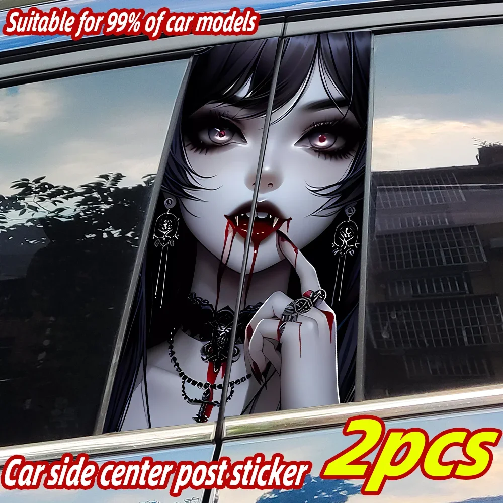 Anime Vampire Girl Car Stickers Car B-pillar Decal Waterproof Stickers Auto Center Pillar Sticker Cover Scratches Vehicle Decors