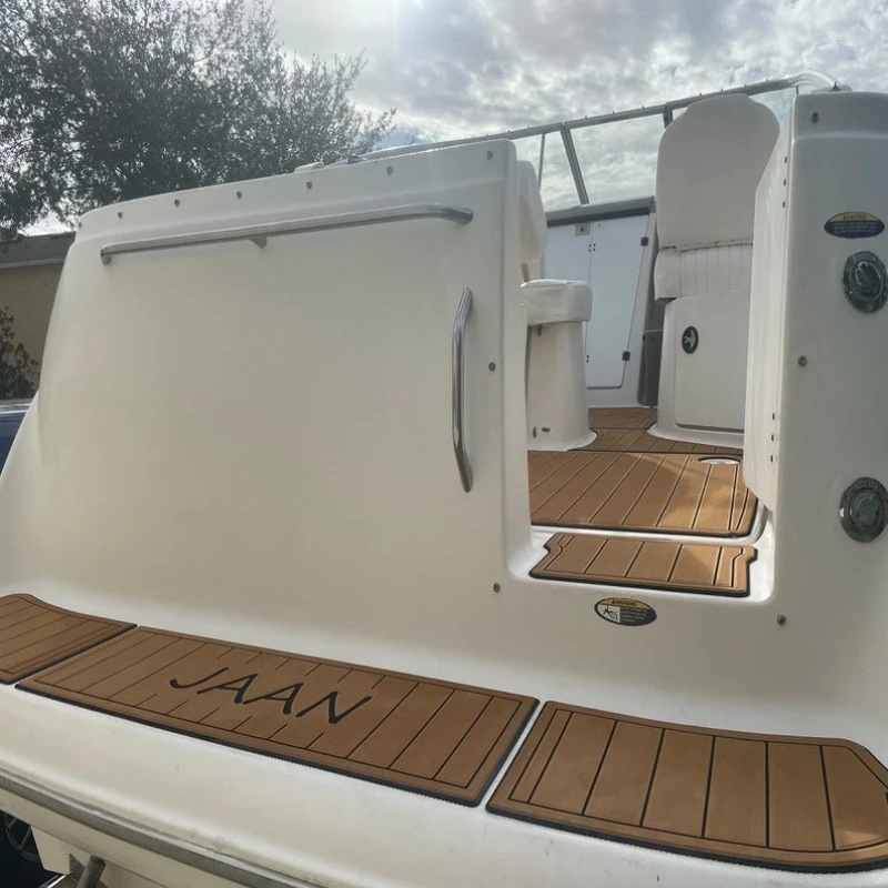 KXKZREN مخصص 1988 Bayliner 3288 3270 قمرة القيادة الخلفية ذاتية اللصق إيفا رغوة فو خشب الساج سطح السفينة حصيرة عدم الانزلاق وسادة الأرضيات البحرية