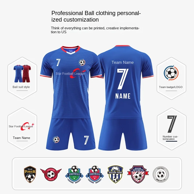 Adult Kids Football Jerseys Sets custom logo Men Soccer Kit Sport Clothes Print Number Football Soccer Set Suit Training suit