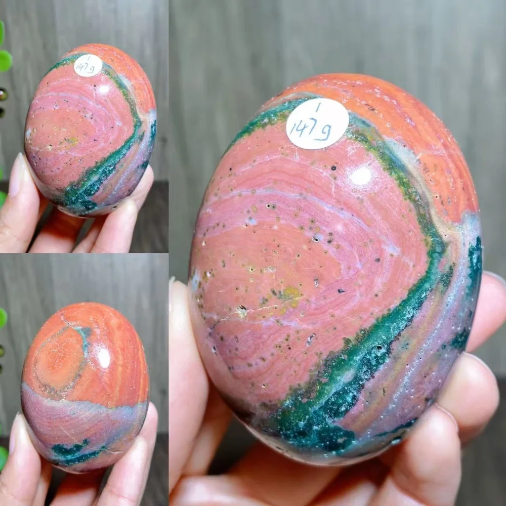 1PC Natural Colourful Stone Ocean Jasper Palm Spiritual Meditation Healing Stone Reiki Feng Shui Crystal Room Decoration Gift