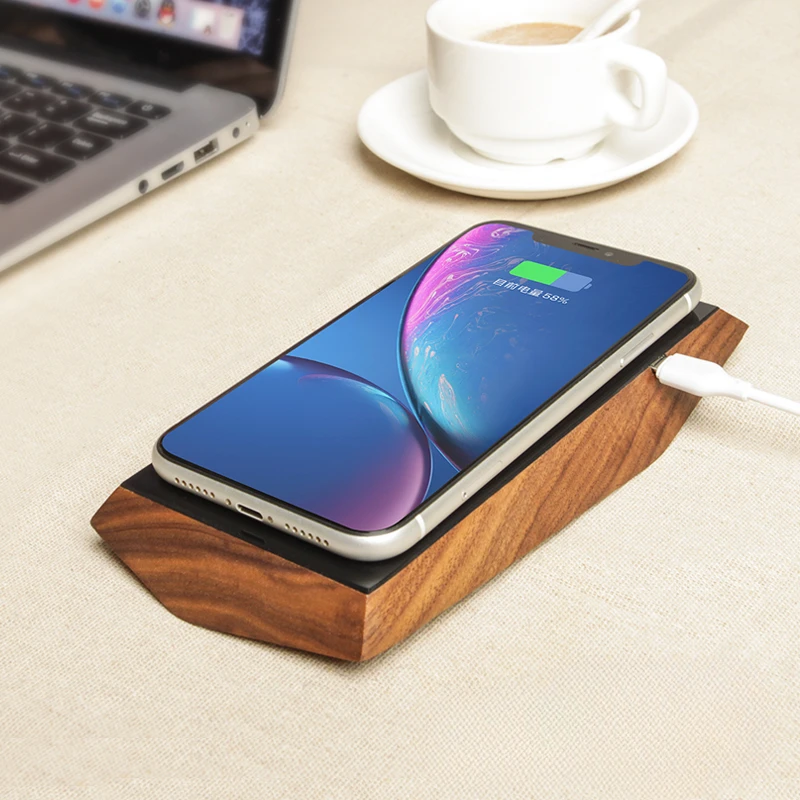 

Walnut Wireless Charger Dock Smart Fast Charging Station Magnetic Multi-Device Holder Durable Stable Design Organizer