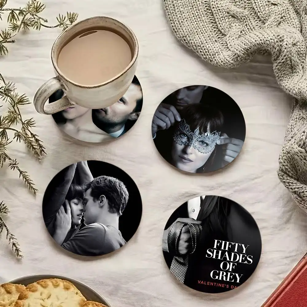 

Romance Movie F-Fifty S-Shades Of Grey Printed Coasters Suitable For Daily Family Decoration, Office, Non-Slip Wooden Coasters