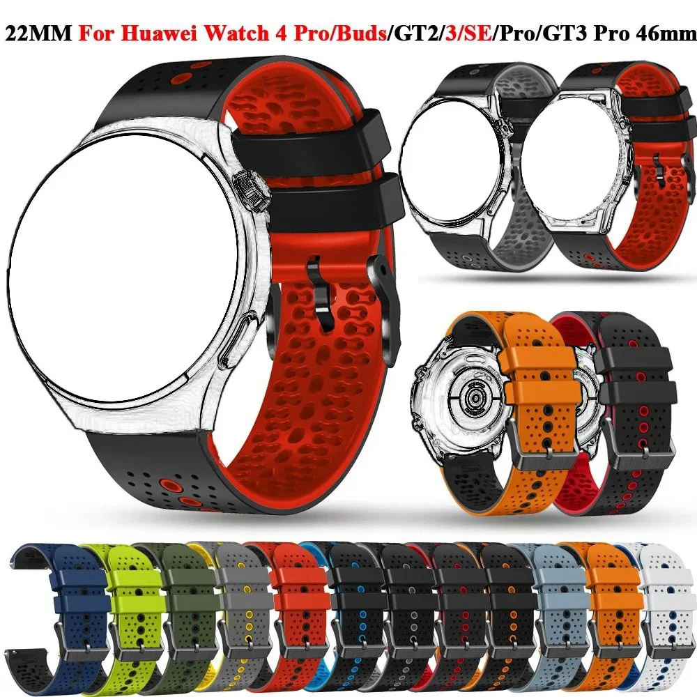 Cinturino per orologio in silicone 22mm per Huawei Watch Ultimate/GT 5 3 Pro 46mm cinturino traspirante GT 5 4 3 2 46mm/orologio 4 3 Pro braccialetto