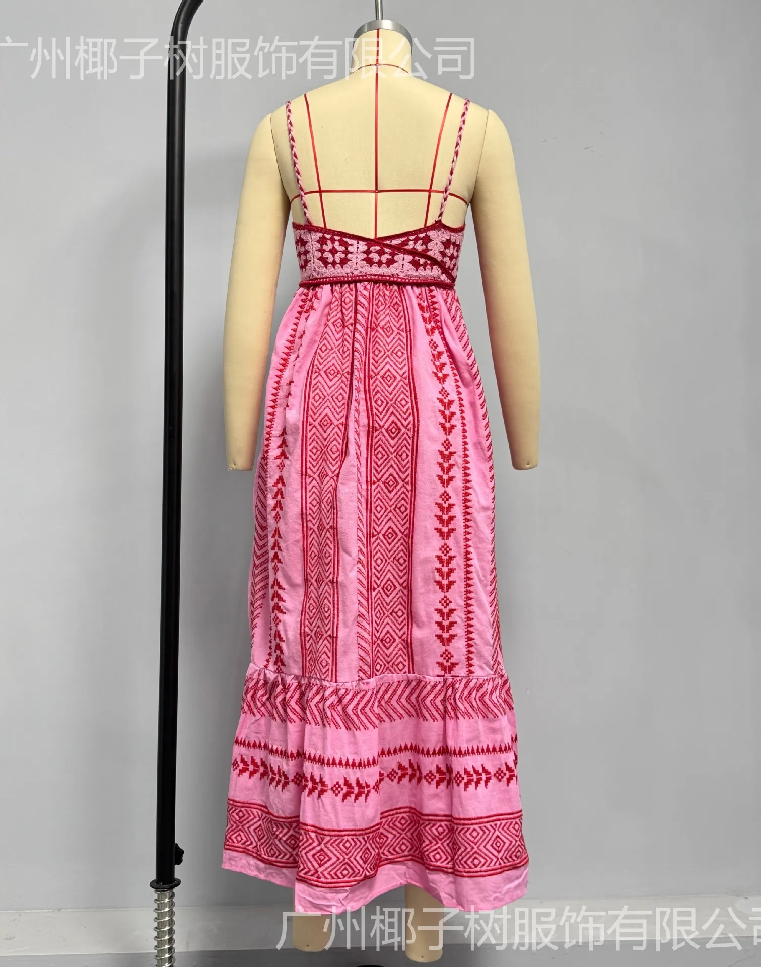 طباعة فستان نسائي مطرز بلا أكمام فستان بدون ظهر ميدي فضفاض برباط زلة فساتين فستان الشاطئ #5