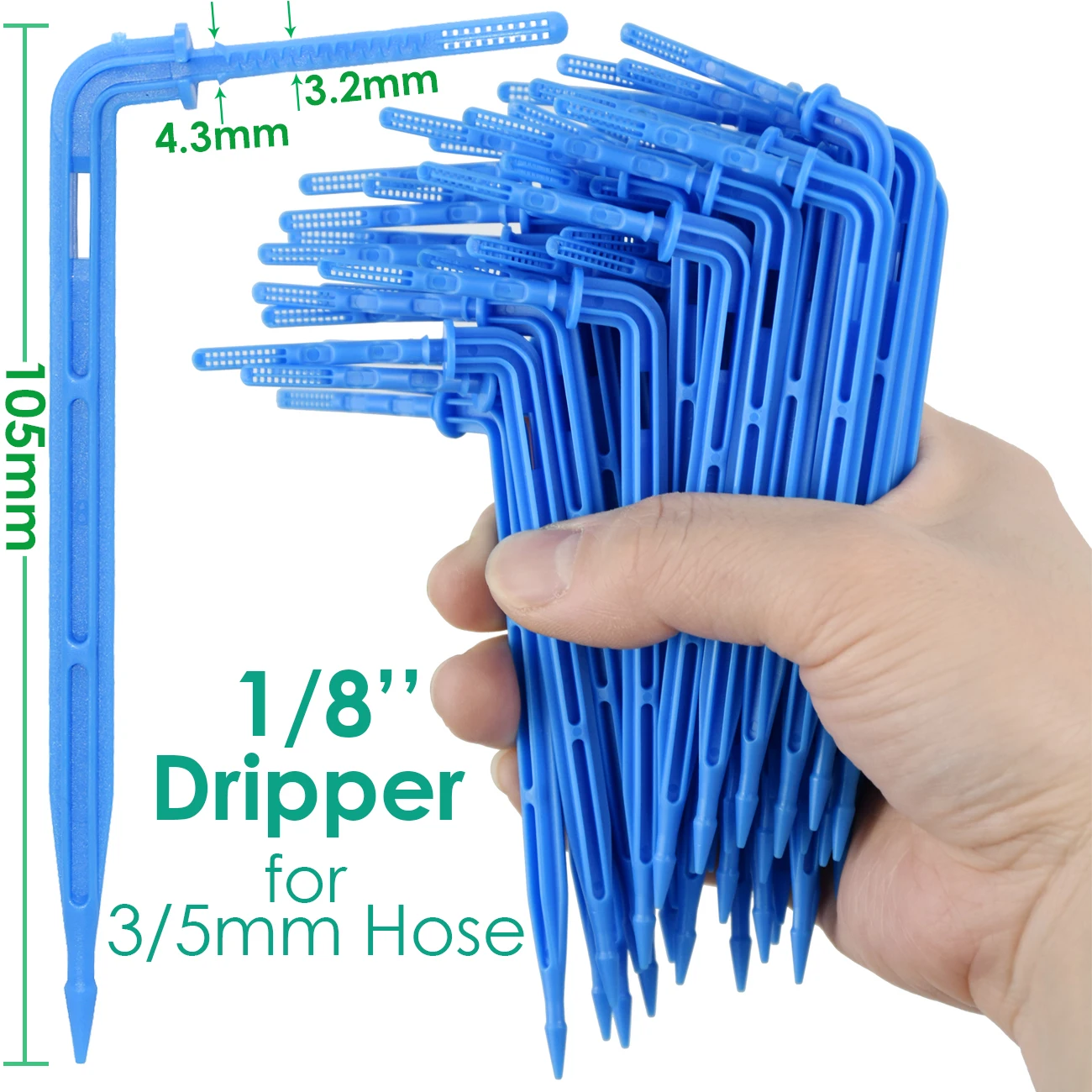 50PCS Bend Drip Arrow Dripper Micro Drip Irrigation Kit Emitters for 3/5mm Hose Garden Watering Saving Micro Dripper Greenhouse