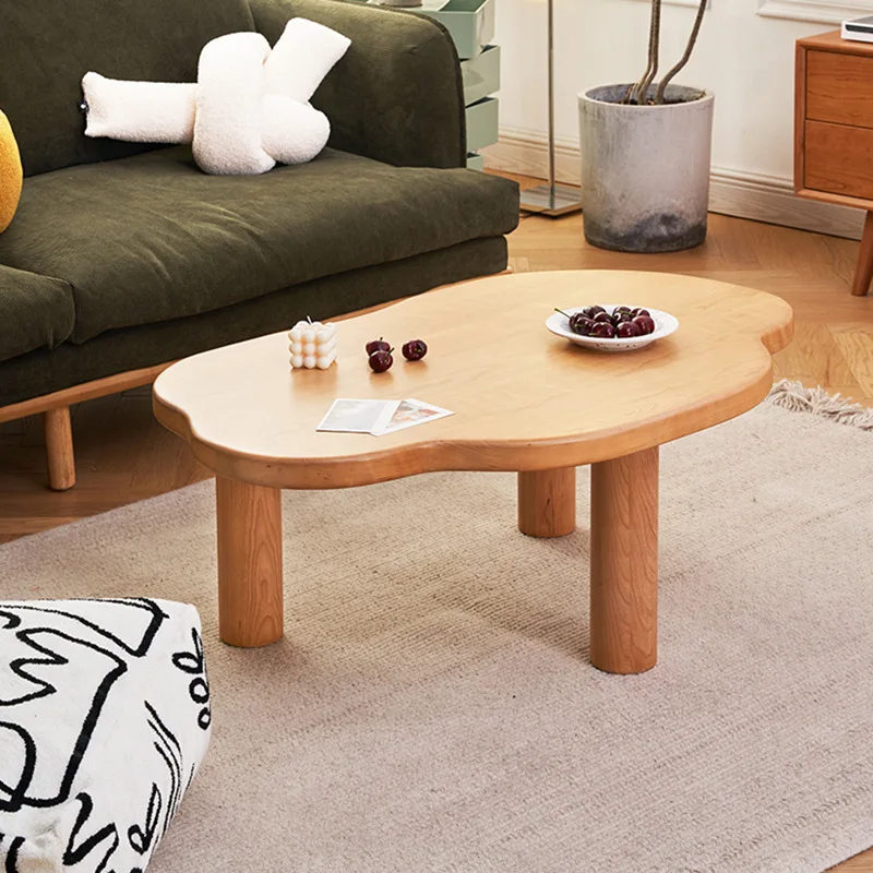 

Solid wood cloud coffee table Nordic small apartment simple living room small table Modern cherry wood creative cloud coffee