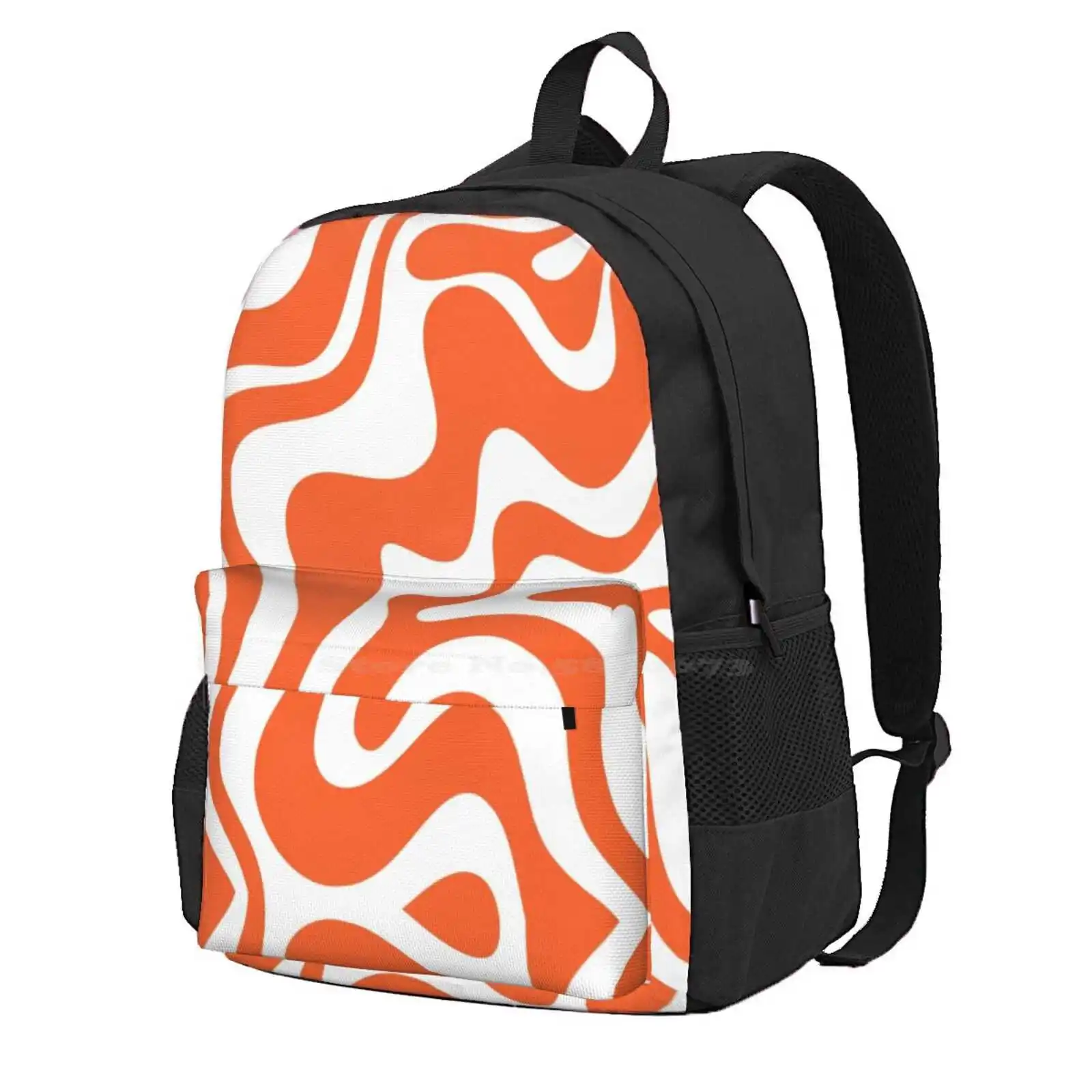 Liquid Swirl Retro Abstract Pattern In Burnt Orange And White Hot Sale Schoolbag Backpack Fashion Bags Abstract Pattern Modern